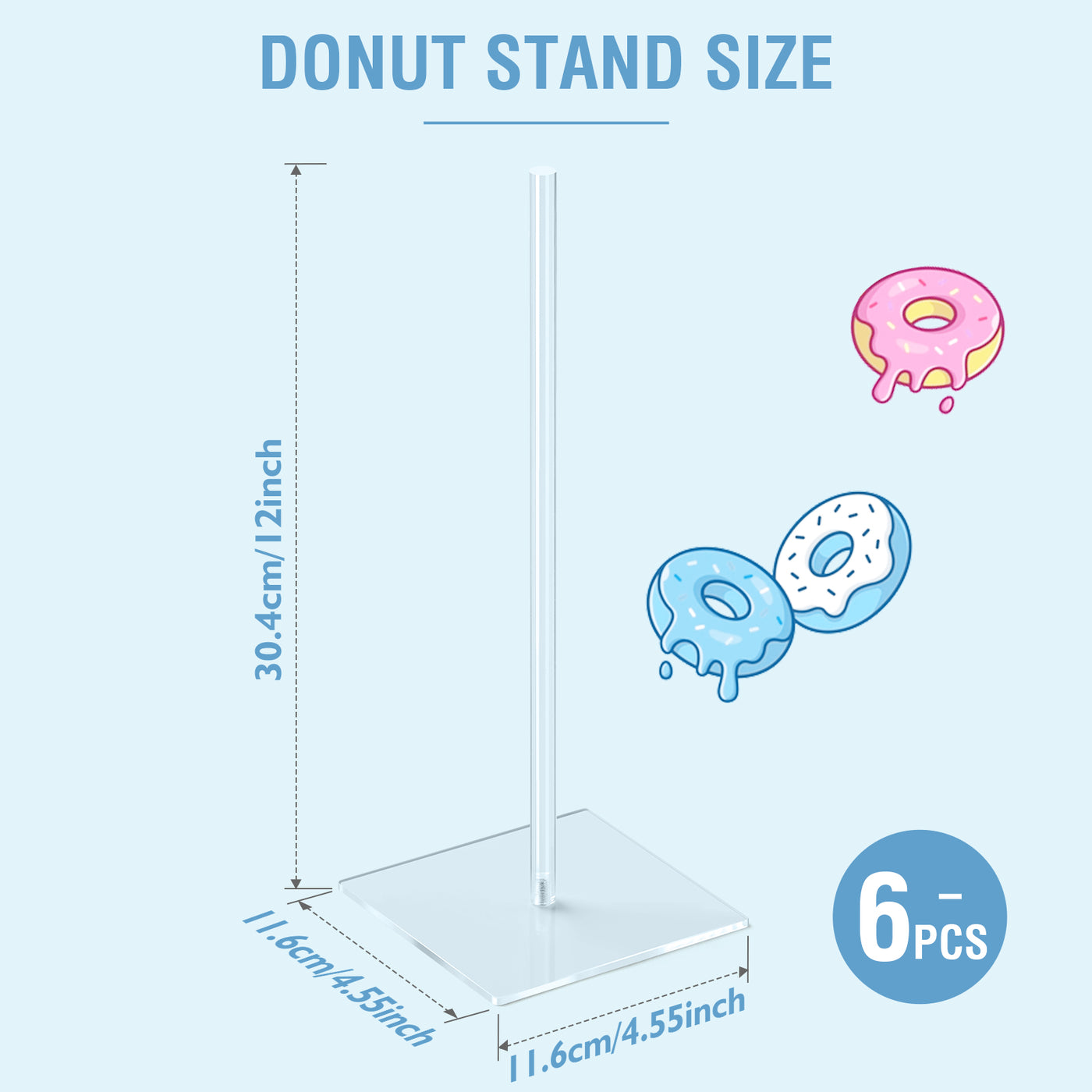 Aredpoook Donut Stand Bagel Stand 6 Pack, Acrylic Doughnut Holder, Clear Donut Display Stand, Bagel Tower Stand, Wall Display Stand Holder for Birthday, Wedding, Baby Shower, Christmas, Party