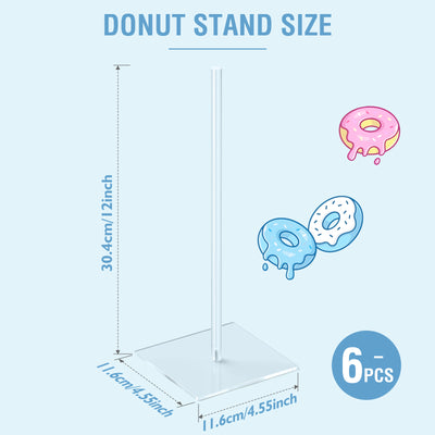 Aredpoook Donut Stand Bagel Stand 6 Pack, Acrylic Doughnut Holder, Clear Donut Display Stand, Bagel Tower Stand, Wall Display Stand Holder for Birthday, Wedding, Baby Shower, Christmas, Party