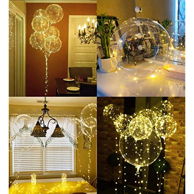 LED Balloons 10 Pack, Light Up Balloons 20 Inches Clear Helium Bobo Balloons, Glow Bubble Balloons with String Lights for Valentines Day Halloween Christmas Wedding Birthday Party Decoration