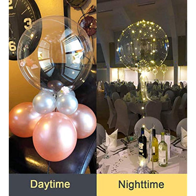 LED Balloons 10 Pack, Light Up Balloons 20 Inches Clear Helium Bobo Balloons, Glow Bubble Balloons with String Lights for Valentines Day Halloween Christmas Wedding Birthday Party Decoration